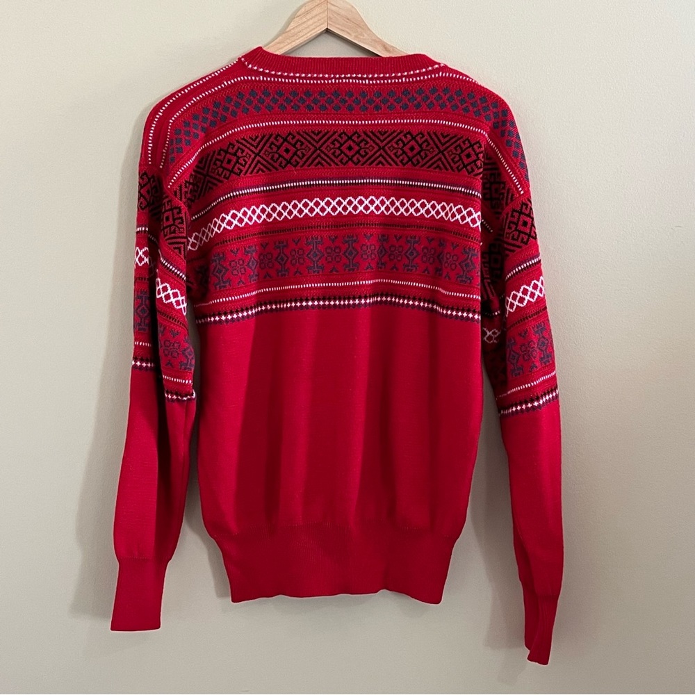 Meister Men’s Vintage Wool Blend Nordic Long Sleeve Pullover Ski Sweater Size S